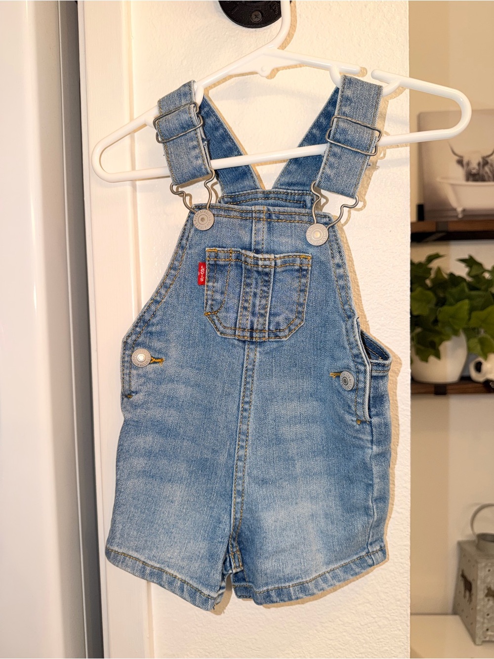 Levi's Light Blue Denim Short Overalls for Kids